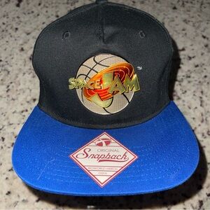 Vintage Bioworld Original Snapback Space Jam Hat In Black Blue Adjustable Retro